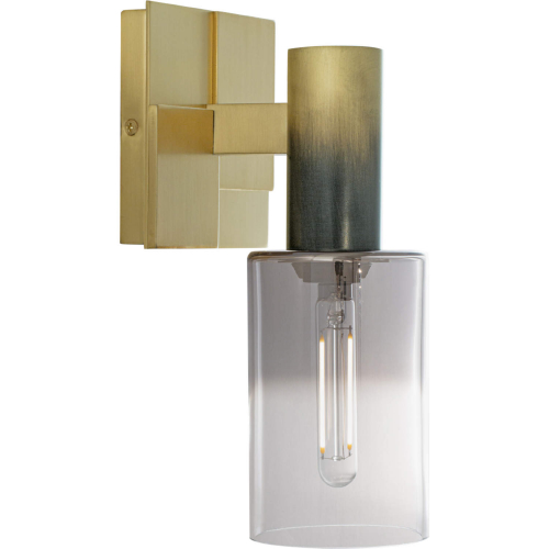 Empire Wall Sconce Vanity Light in Satin Brass, Black & Clear Glass