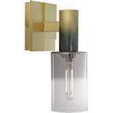 Empire Wall Sconce Vanity Light in Satin Brass, Black & Clear Glass