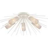 Sea Urchin 32"W 5 Light Semi Flush Mount in White Coral Metal & Scavo Glass