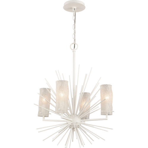 Sea Urchin 20"W 4 Light Chandelier in White Coral Metal & Scavo Glass