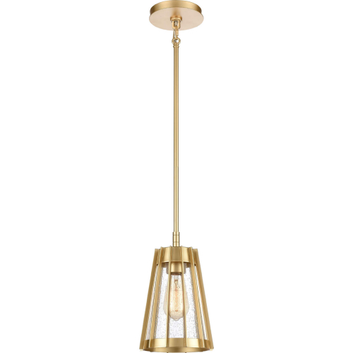 Open Louvers 6.75"W 1 Light Ceiling Pendant Light in Champagne Gold & Seeded Glass