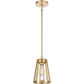 Open Louvers 6.75"W 1 Light Ceiling Pendant Light in Champagne Gold & Seeded Glass