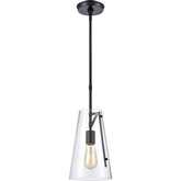 Trustle 7"W 1 Light Ceiling Pendant Light in Matte Black Metal & Clear Glass