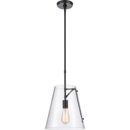 Trustle 11"W 1 Light Pendant in Matte Black Metal & Clear Glass