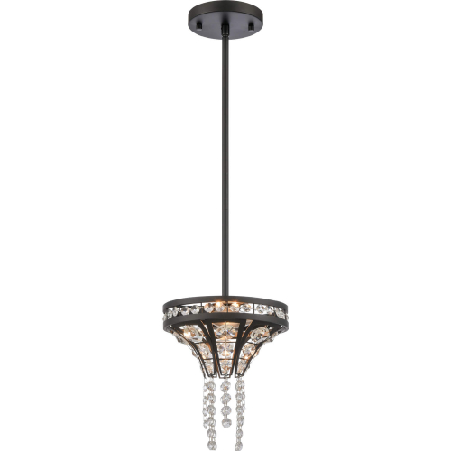 Fantania 8"W 2 Light Ceiling Pendant Light in Matte Black & Crystals