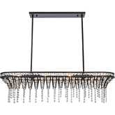 Fantania 36"W 4 Light Linear Chandelier in Matte Black & Crystals