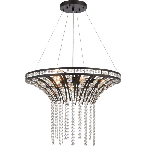 Fantania 24"W 6 Light Chandelier in Matte Black & Crystals