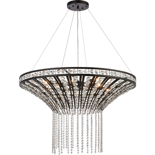 Fantania 36"W 8 Light Chandelier in Matte Black & Crystals