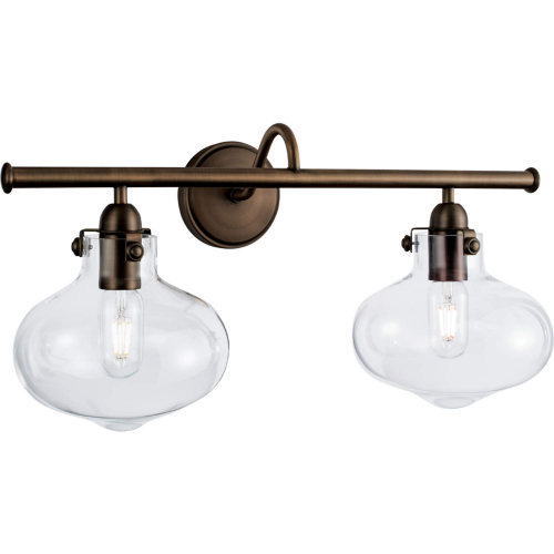 Clara 2 Light Linear Pendant in Architectural Bronze & Glass