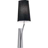 Diamond Narrow Wall Sconce in Polished Nickel & Black Fabric