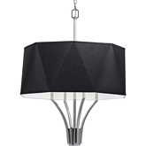 Diamond Chandelier in Polished Nickel & Black Fabric