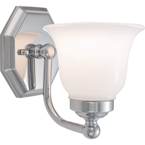 Trevi 1 Light Wall Sconce in Chrome & Opal Glass