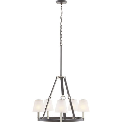 Armstrong Grove 25"W 5 Light Chandelier in Espresso Nickel & Frosted Glass