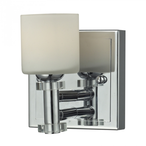 Elis 1 Light Glass Bath Vanity Fixture in Chrome Finish w/ White Glass