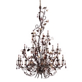 Cristallo Fiore 18 Light Chandelier in Deep Rust w/ Hand Blown Florets