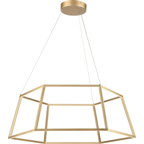 Minimalist 23.25"W LED Pendant in Soft Gold Metal