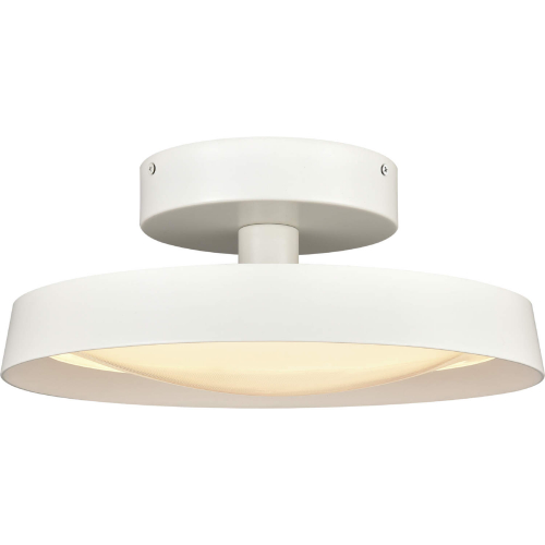 Nancy 13.75"W LED Semi Flush Mount in Matte White Metal & White Glass