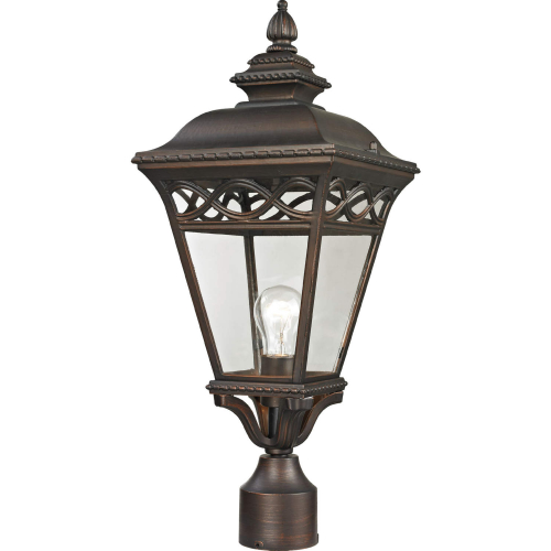 Mendham 22"H 1 Light Outdoor Post Light in Hazelnut Bronze & Glass