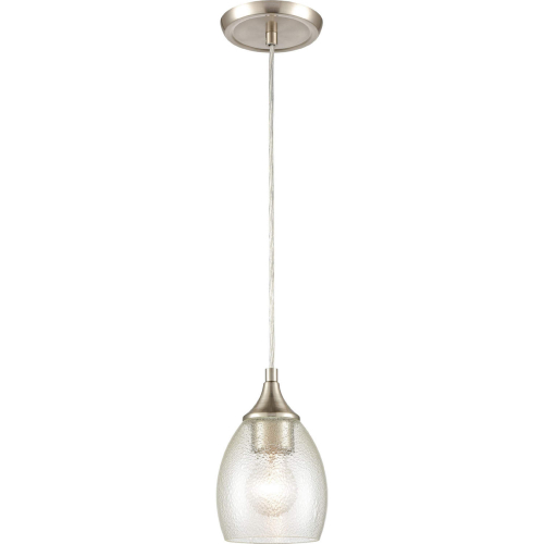 Miranda 5"W 1 Light Ceiling Pendant Light in Satin Nickel & Textured Glass