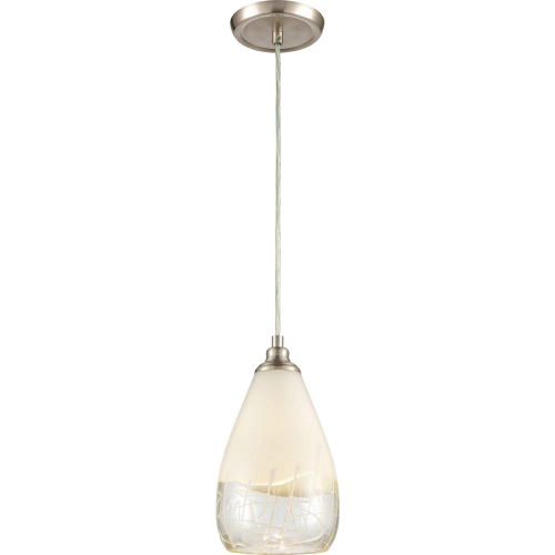 Sugarcoat 1 Light Ceiling Pendant Light in Nickel & Ivory Opal Etched Glass