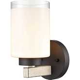 Briggs 5"W 1 Light Vanity Light in Black, Antique White & Opal Glass