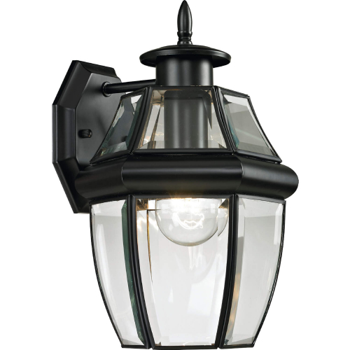 Ashford 12"H 1 Light Outdoor Wall Sconce in Black & Glass