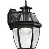 Ashford 12"H 1 Light Outdoor Wall Sconce in Black & Glass