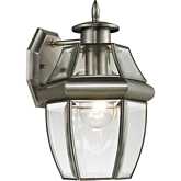 Ashford 12"H 1 Light Outdoor Wall Sconce in Antique Nickel & Glass