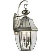 Ashford 21"H 2 Light Outdoor Wall Sconce in Antique Nickel & Glass