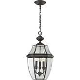 Ashford 12"W 3 Light Outdoor Pendant in Oil Rubbed Bronze & Glass