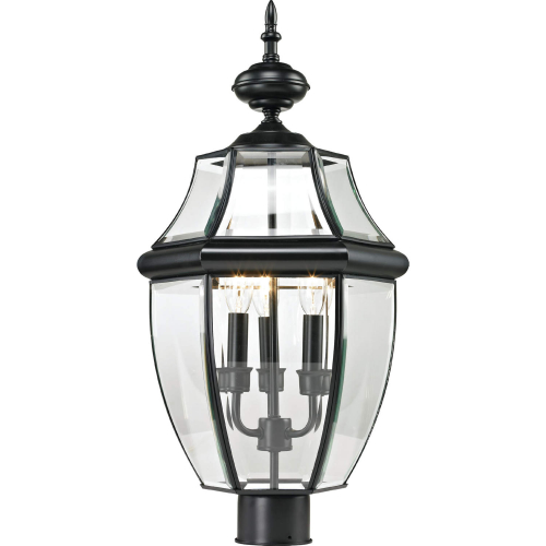 Ashford 23"H 3 Light Outdoor Post Light in Black & Glass