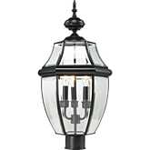 Ashford 23"H 3 Light Outdoor Post Light in Black & Glass