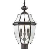 Ashford 23"H 3 Light Outdoor Post Light in Oil Rubbed Bronze & Glass