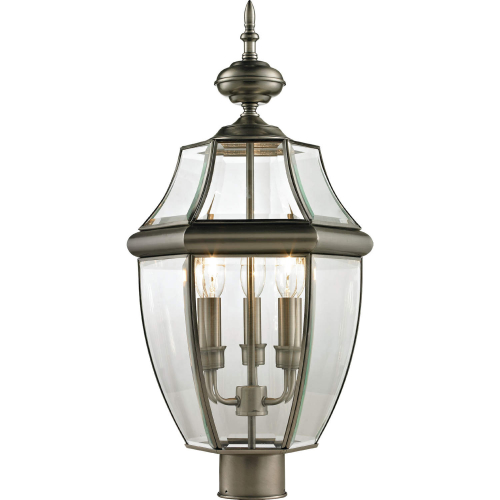 Ashford 23"H 3 Light Outdoor Post Light in Antique Nickel & Glass