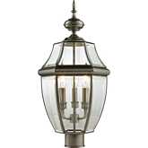 Ashford 23"H 3 Light Outdoor Post Light in Antique Nickel & Glass