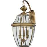 Ashford 12"H 3 Light Outdoor Wall Sconce in Antique Brass & Glass