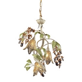 Huarco 3 Light Chandelier in Seashell, Amber Glass & Crystals