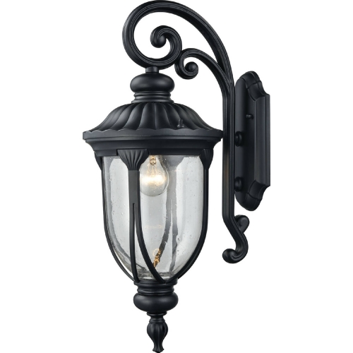 Derry Hill 1 Light Outdoor Wall Sconce in Matte Black w/ Clear Seedy Glass