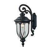 Derry Hill 1 Light Outdoor Wall Sconce in Matte Black w/ Clear Seedy Glass