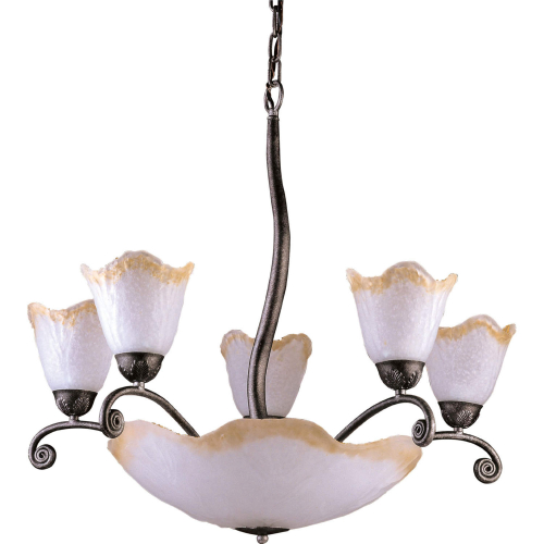 5 Light Floral Chandelier w/ Bottom Bowl