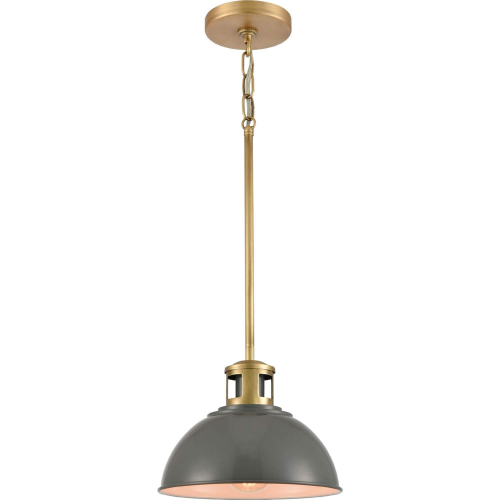 Lyndon 10"W 1 Light Ceiling Pendant Light in Gray & Brass