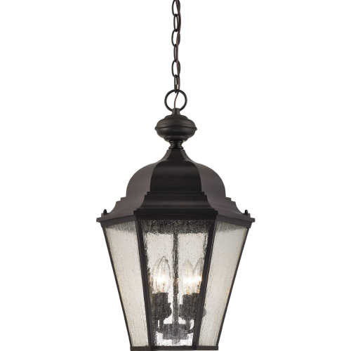 Cotswold 13"W 4 Light Outdoor Pendant in Oil Rubbed Bronze & Clear Seeded Glass