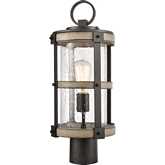 Annenberg 1 Light Outdoor Post Light in Anvil Iron, Distressed Gray & Seed Glass