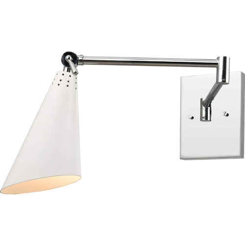 Luca 9"H 1 Light Wall Sconce in Polished Chrome & White Metal