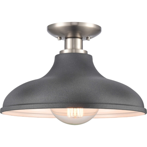 Grenville 13"W 1 Light Semi Flush Mount in Brushed Nickel & Zinc Metal