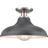 Grenville 13"W 1 Light Semi Flush Mount in Brushed Nickel & Zinc Metal