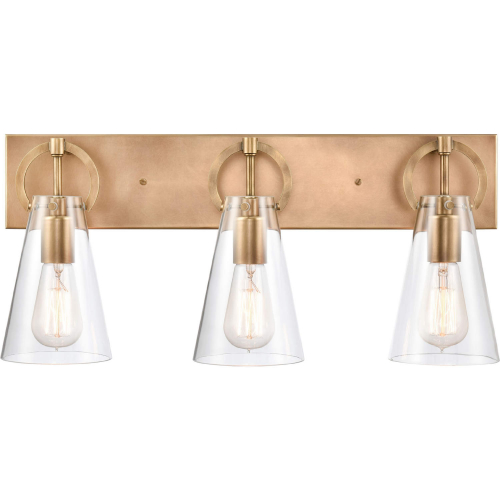 Gabby 23"W 3 Light Vanity Light in Brass & Clear Glass