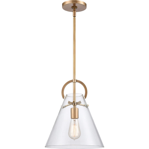 Gabby 11"W 1 Light Ceiling Pendant Light in Brass & Clear Glass