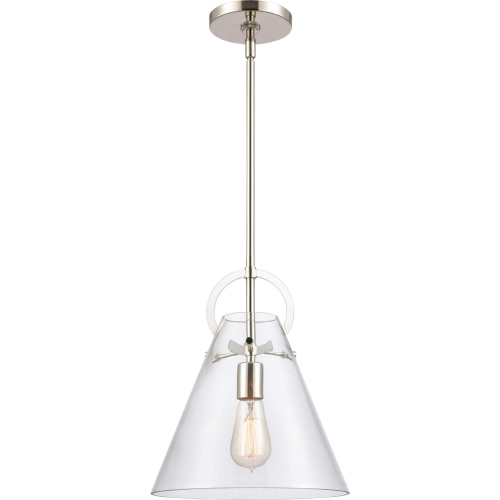 Gabby 11"W 1 Light Ceiling Pendant Light in Polished Nickel & Clear Glass