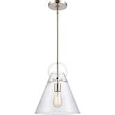 Gabby 11"W 1 Light Ceiling Pendant Light in Polished Nickel & Clear Glass